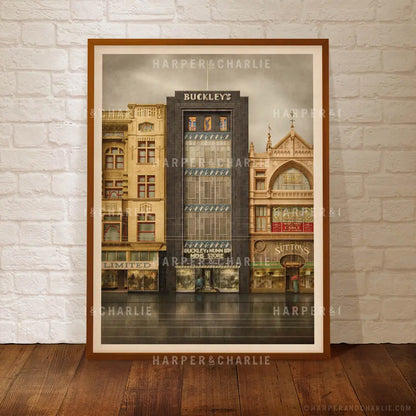 Buckley &amp; Nunn Store Melbourne Art Print Framed by Harper and Charlie