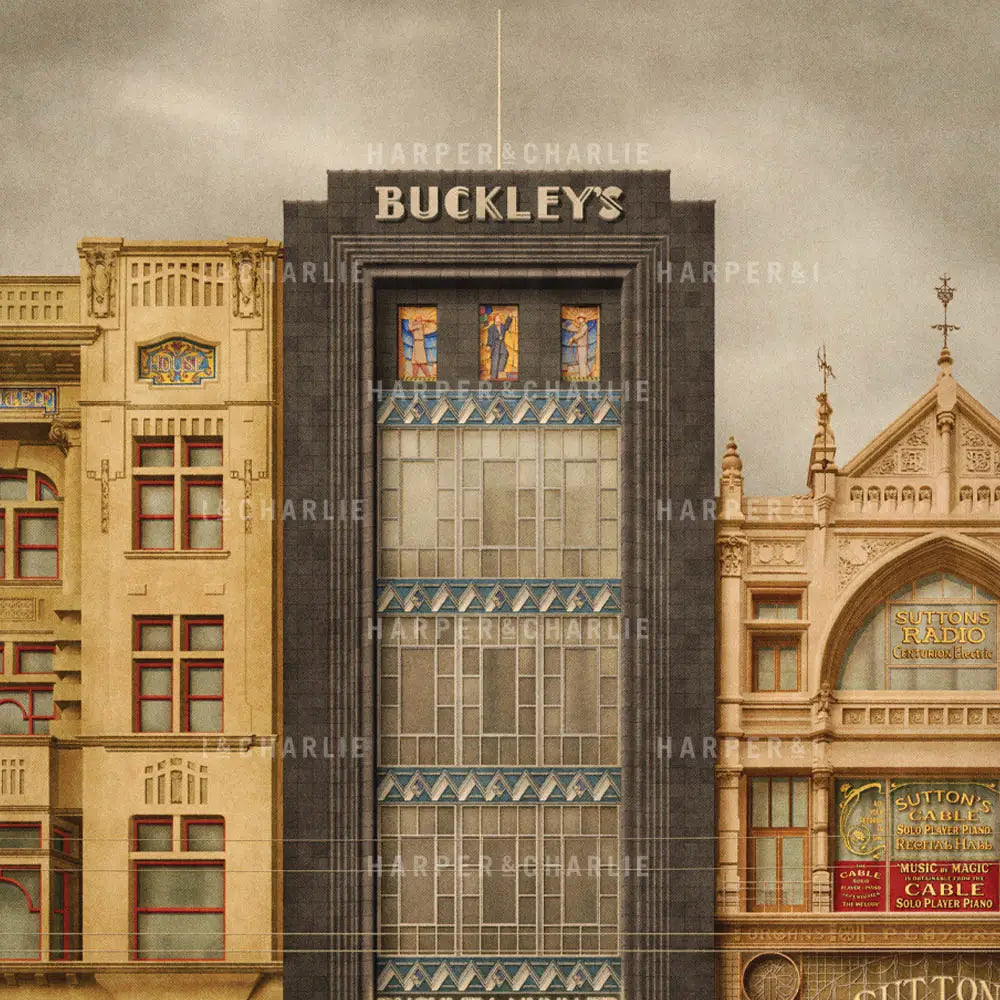 Buckley &amp; Nunn Store Melbourne Art Print Close Up View