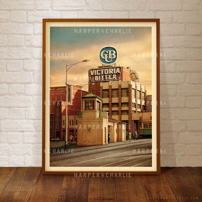 Carlton Brewery and Signal Box Art Print by Harper and Charlie Framed
