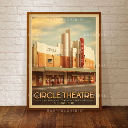 Framed Circle Theatre Preston Colour Art Print by Harper and Charlie