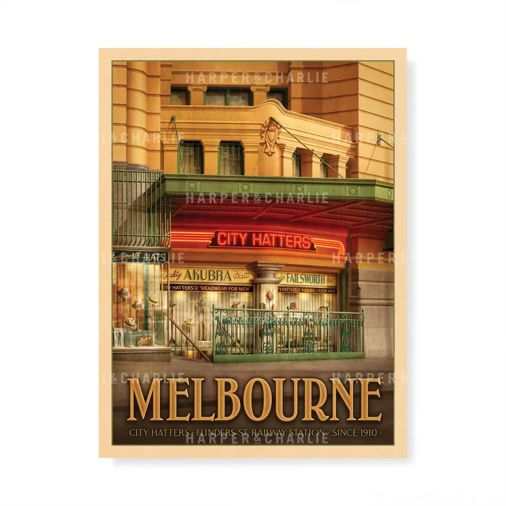 City Hatters Melbourne Art Print by Harper and Charlie