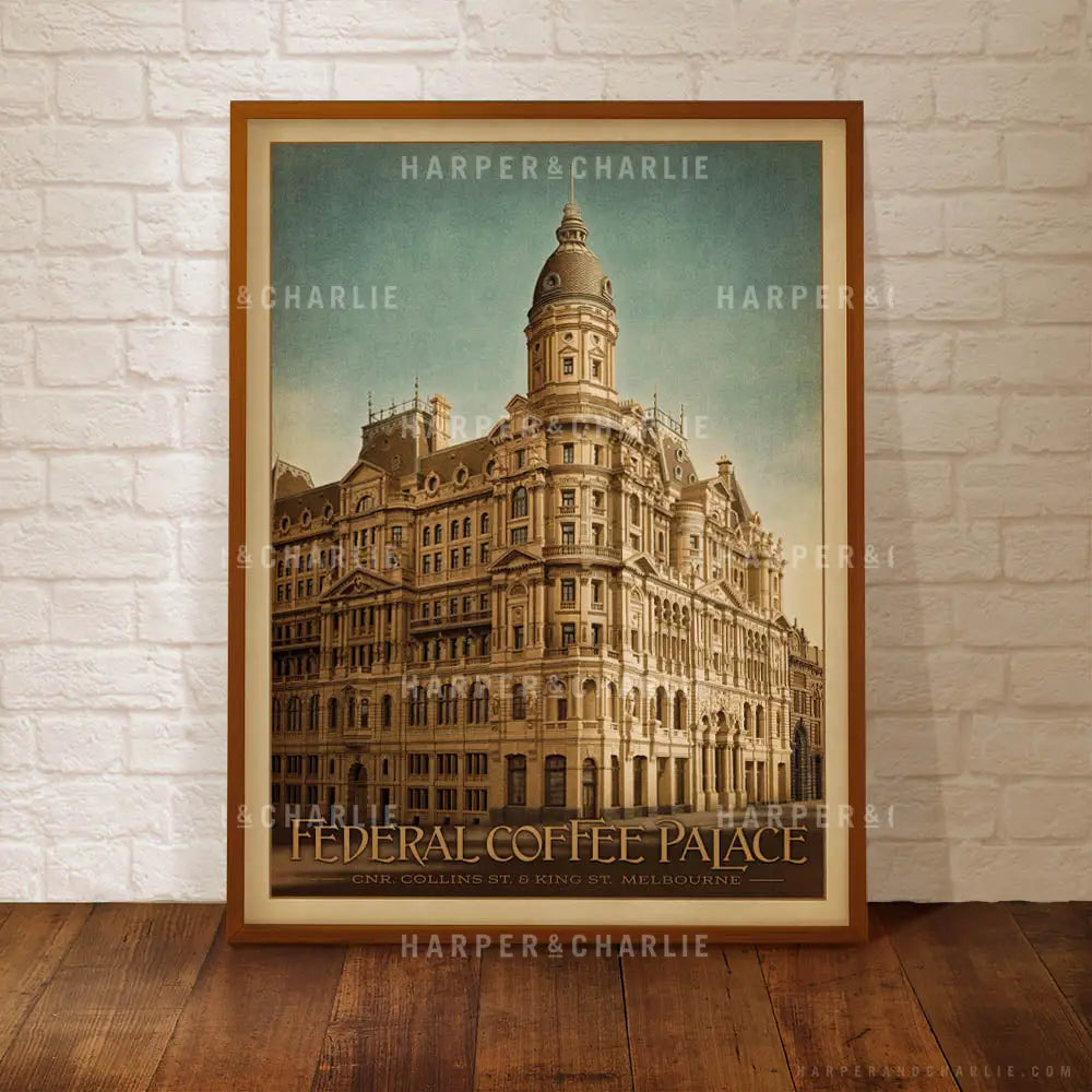 Federal Coffee Palace Melbourne Collins and Kind Street Art Print Framed