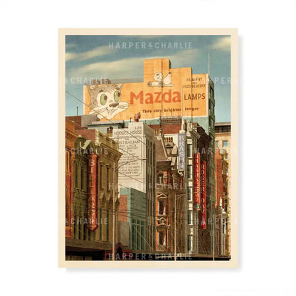 Mazda Cat Sign Melbourne Art Print by Harper &amp; Charlie