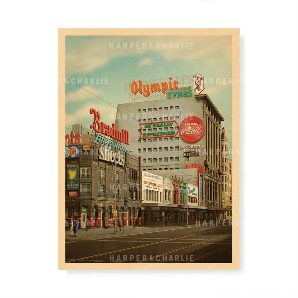 Swanston Street Colour Art Print by Harper and Charlie