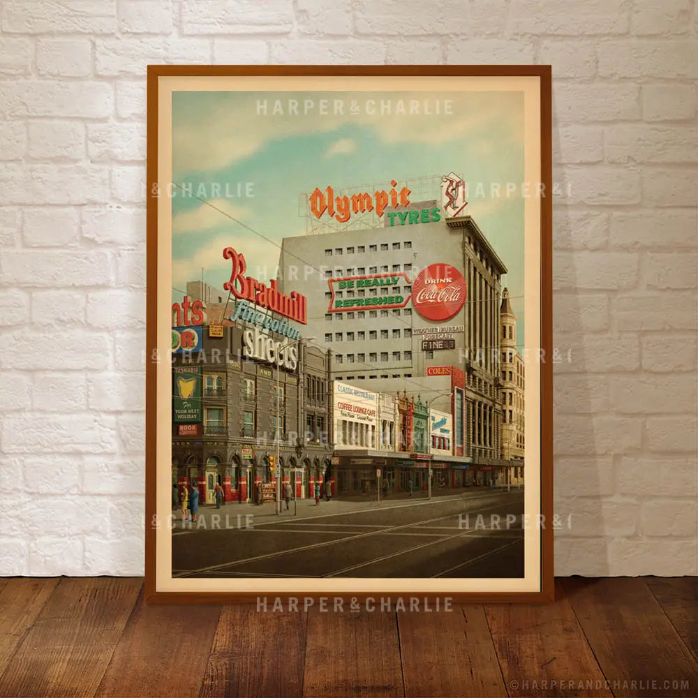 Swanston Street Colour Art Print Framed by Harper and Charlie