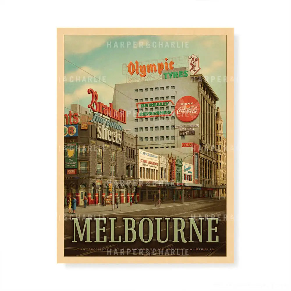 Swanston Street Melbourne Colour Art Print by Harper and Charlie