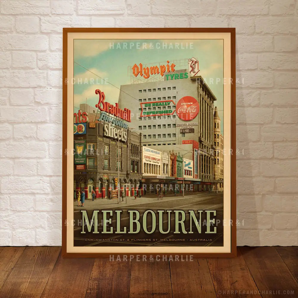 Swanston Street Melbourne Art Print Framed By Harper and Charlie